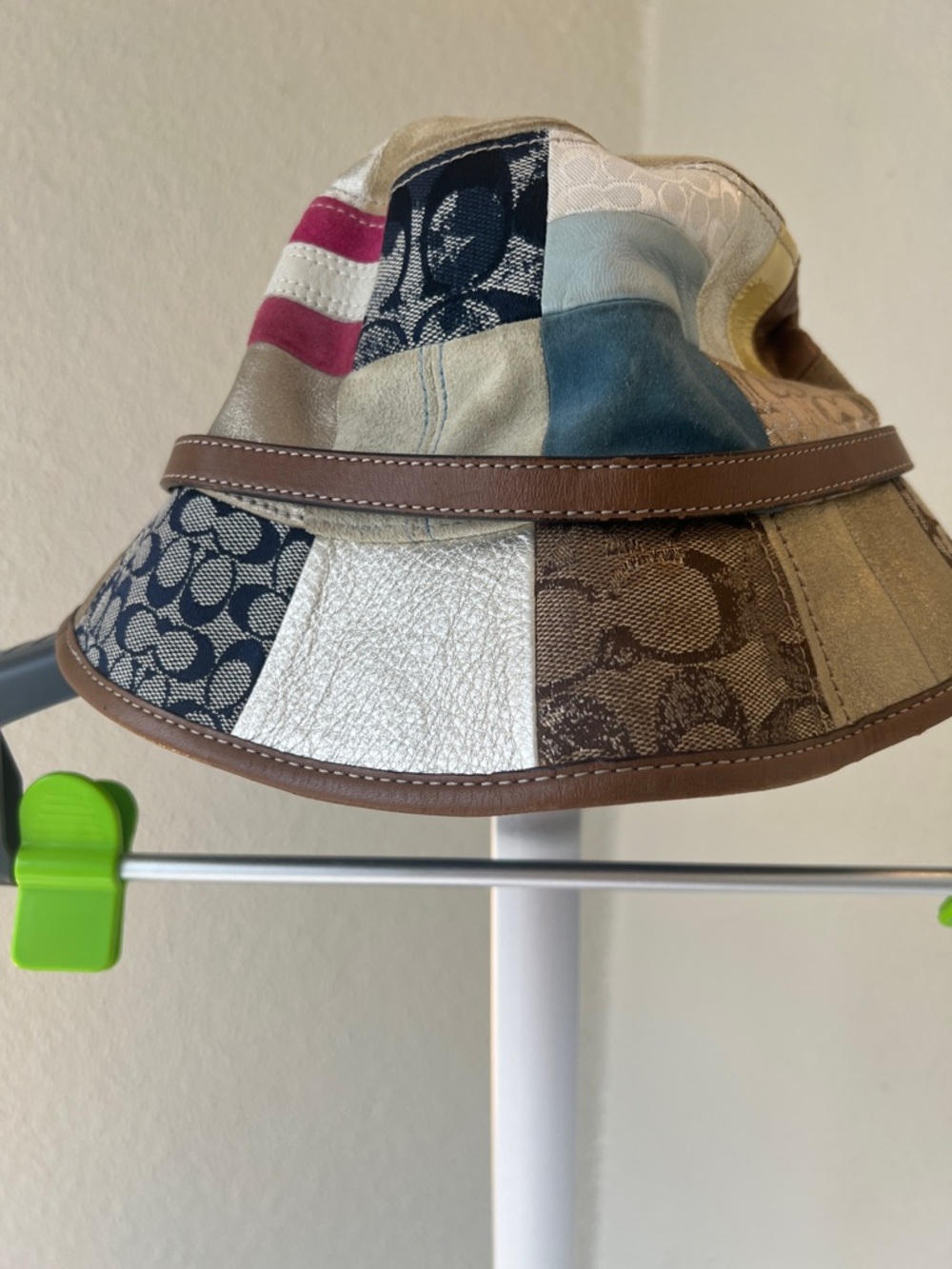 Coach Patchwork Signature Bucket Hat - Blue, Pink, Brown, Cream